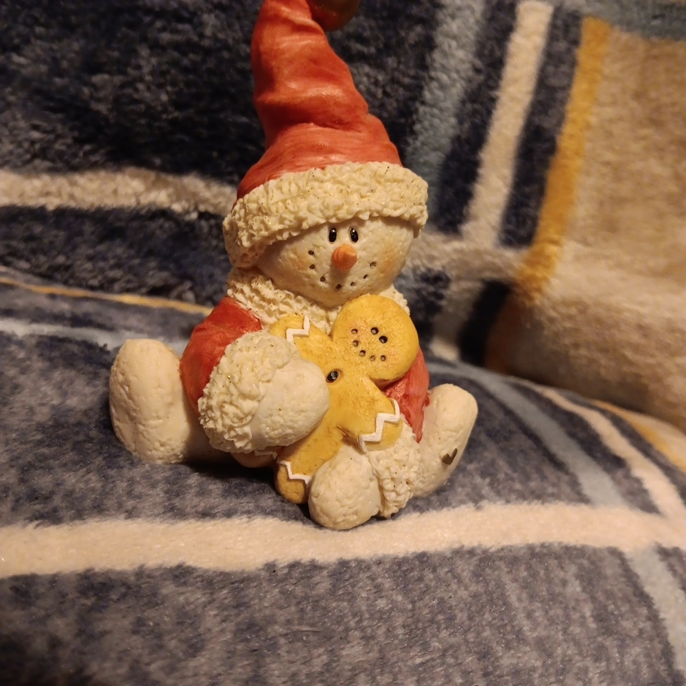 Festive Snowman Figurine with Red Hat